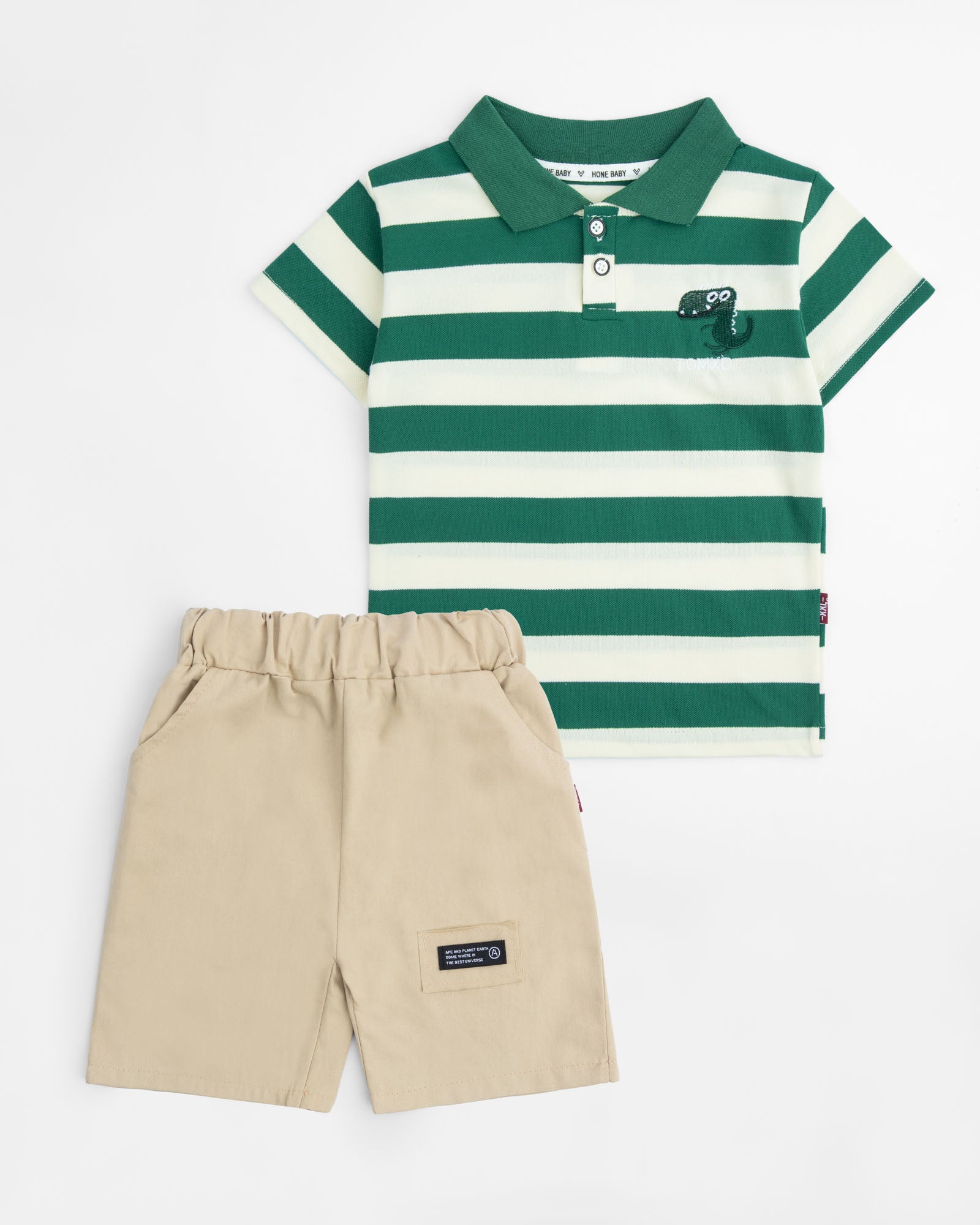 Green Striped Polo Set