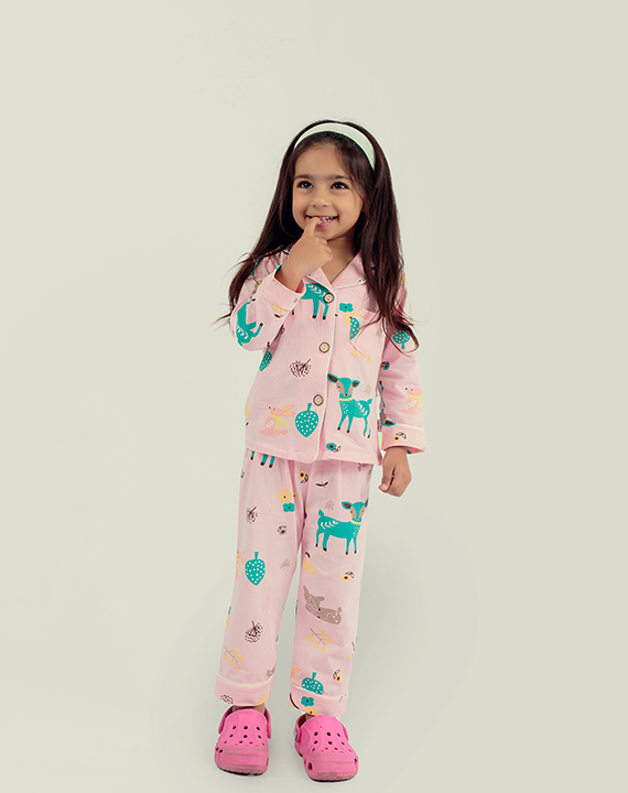 Baby pink printed Nightsuit