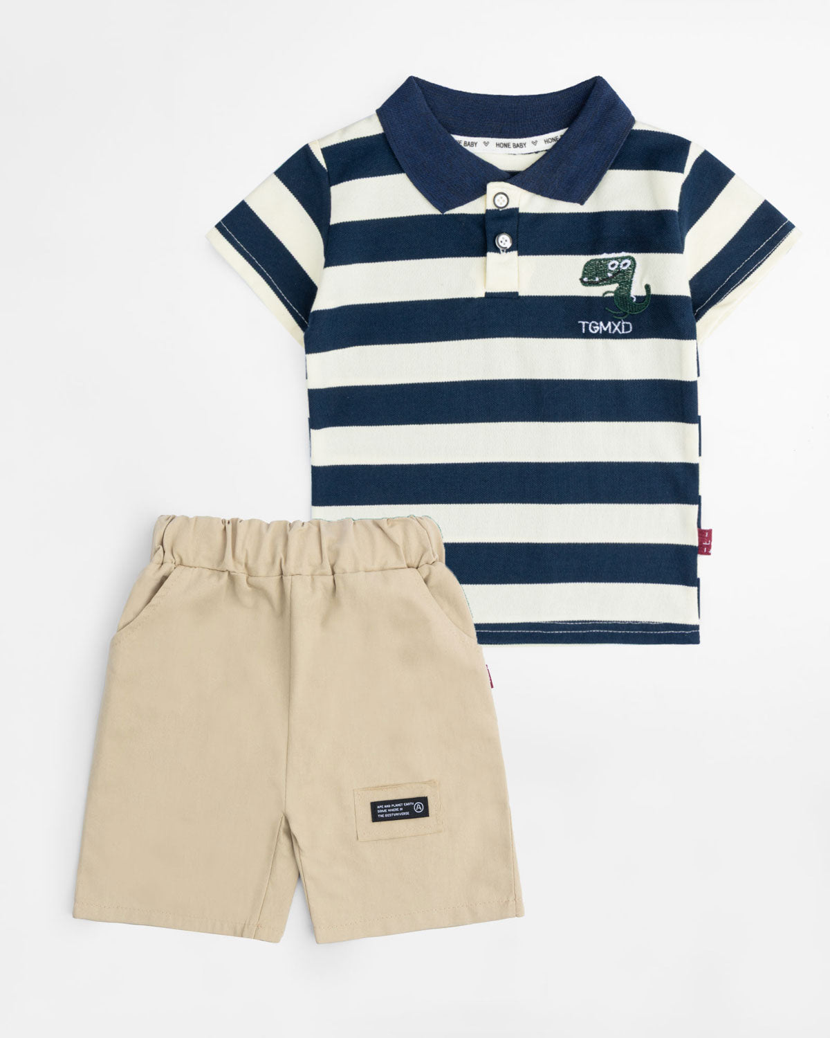 Blue Striped Polo Set