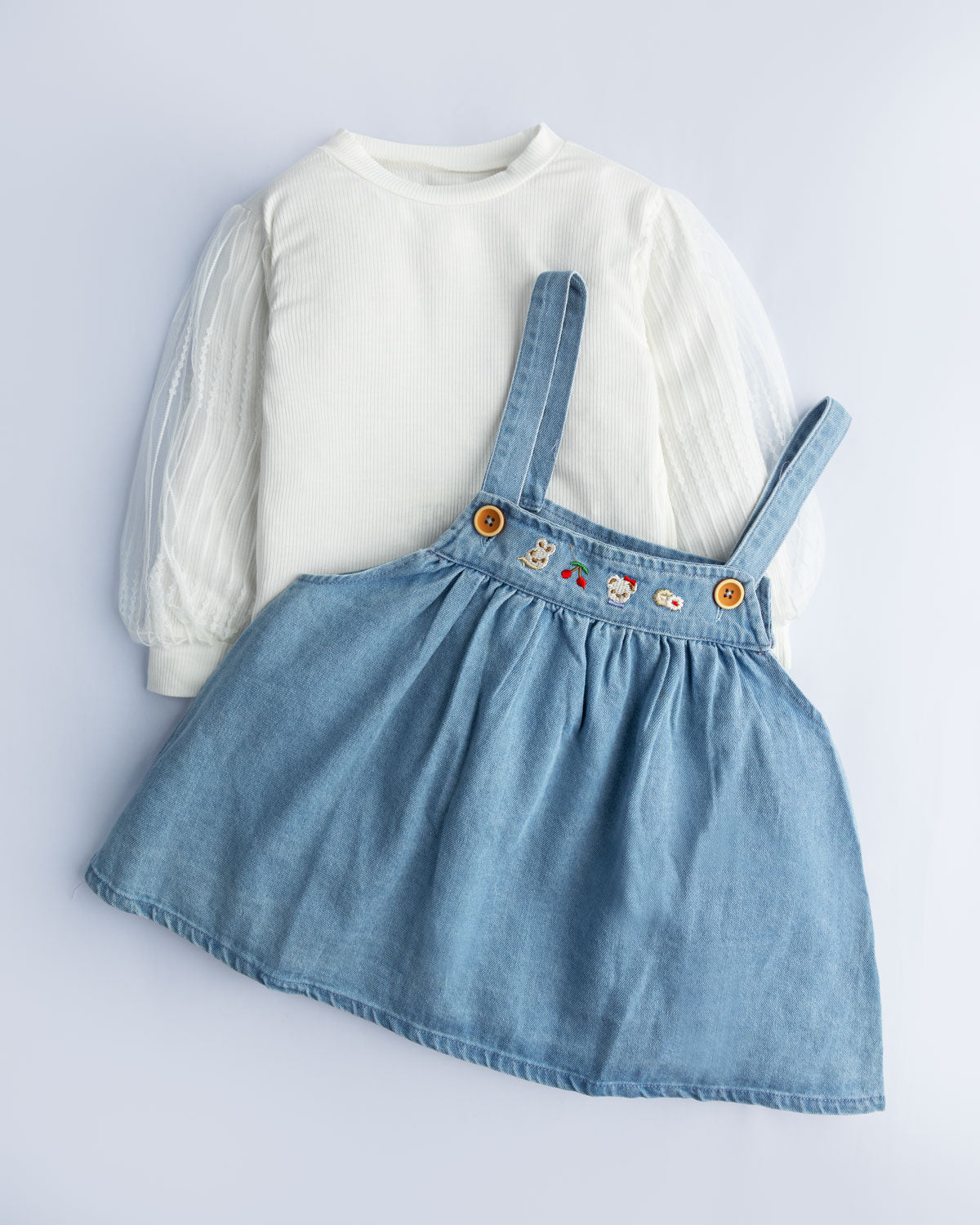 Denim Embroidered Dress- 2piece