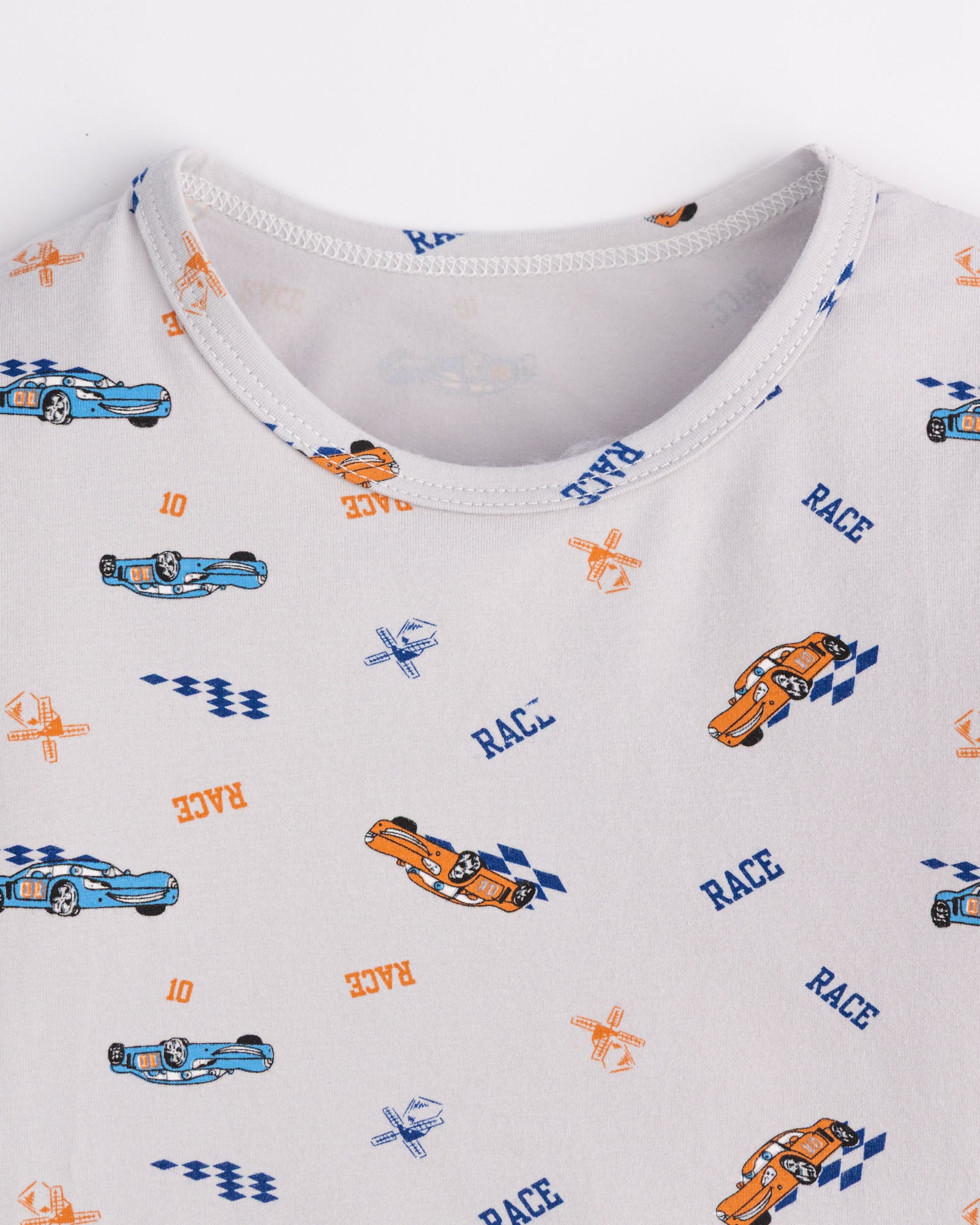 Grey race car printed pajama set
