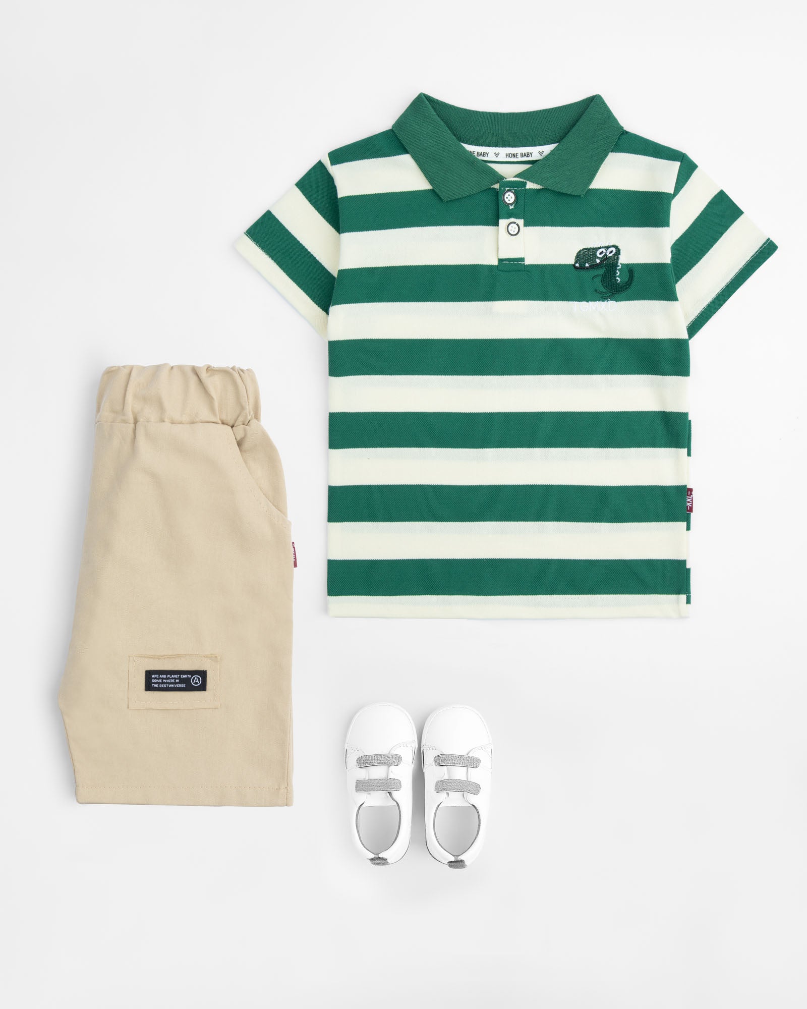 Green Striped Polo Set