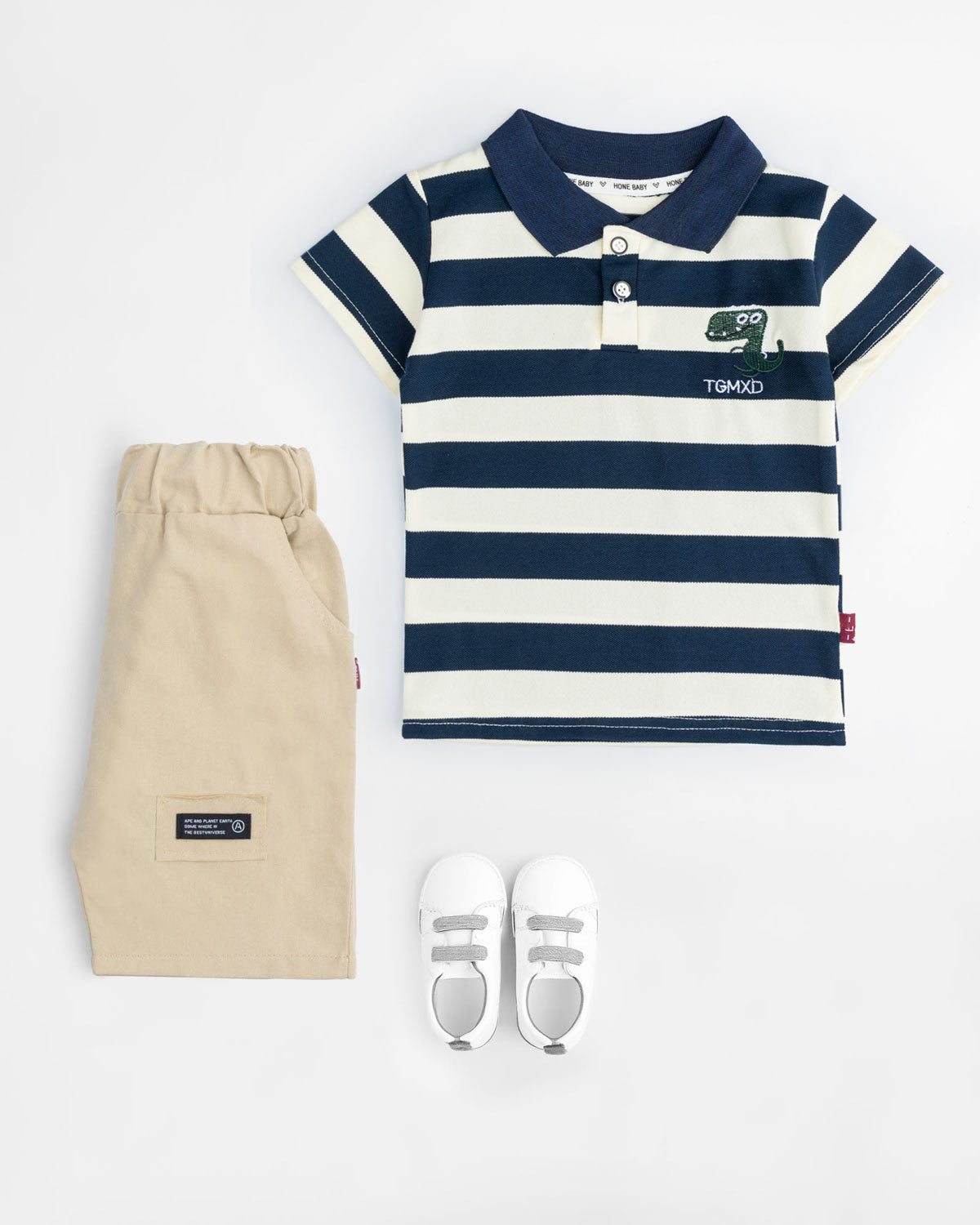 Blue Striped Polo Set