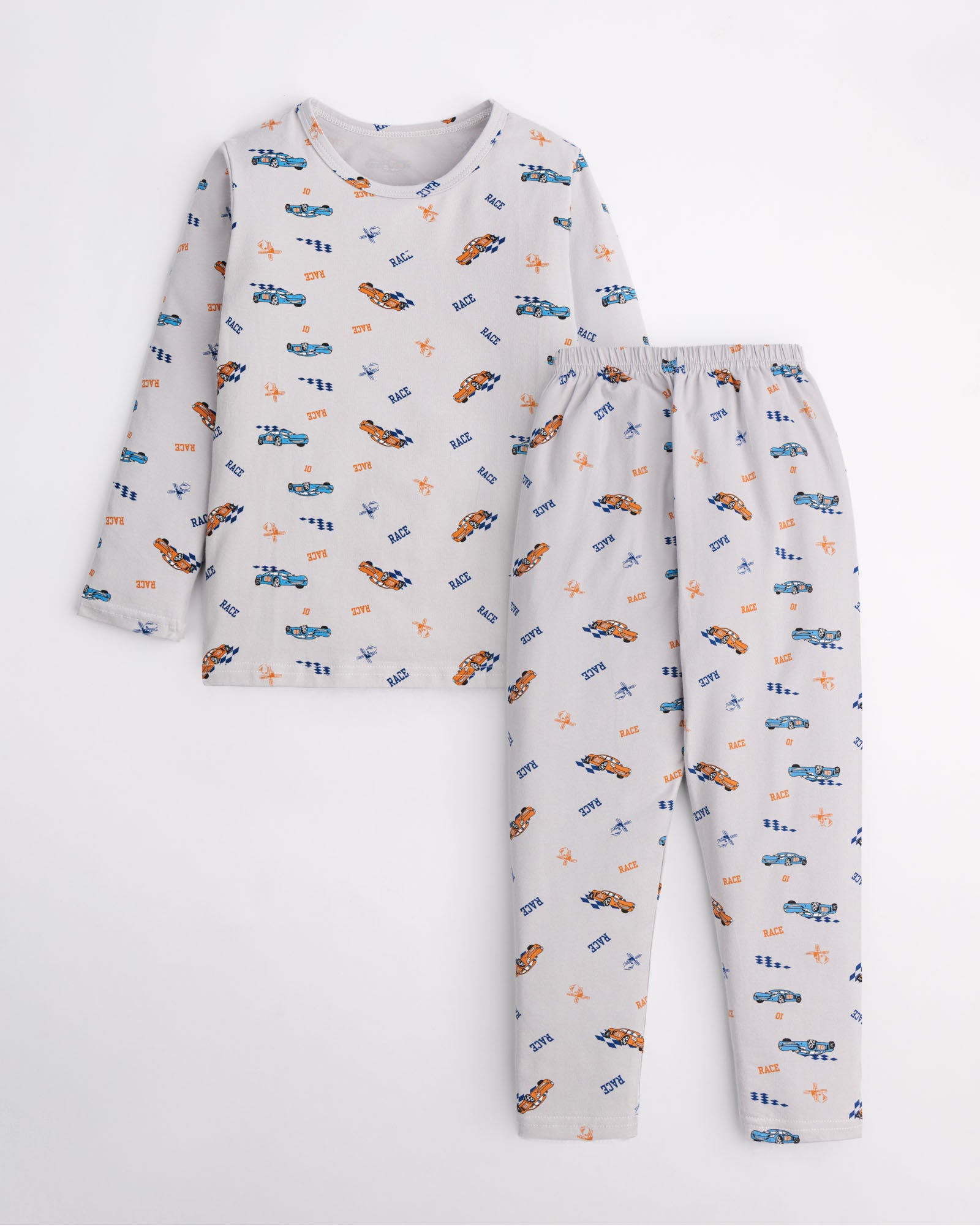 Grey race car printed pajama set