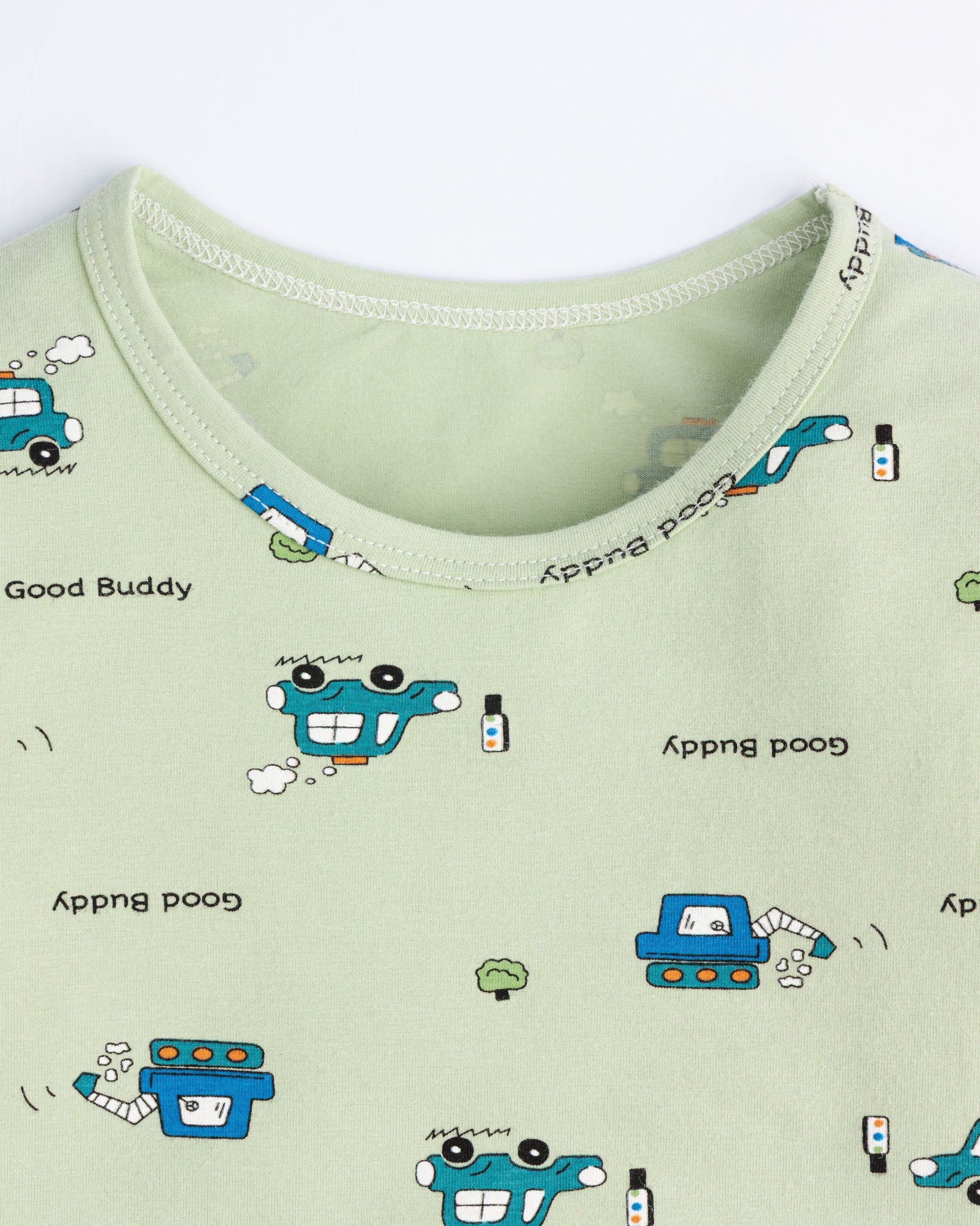 Green car print pajama set