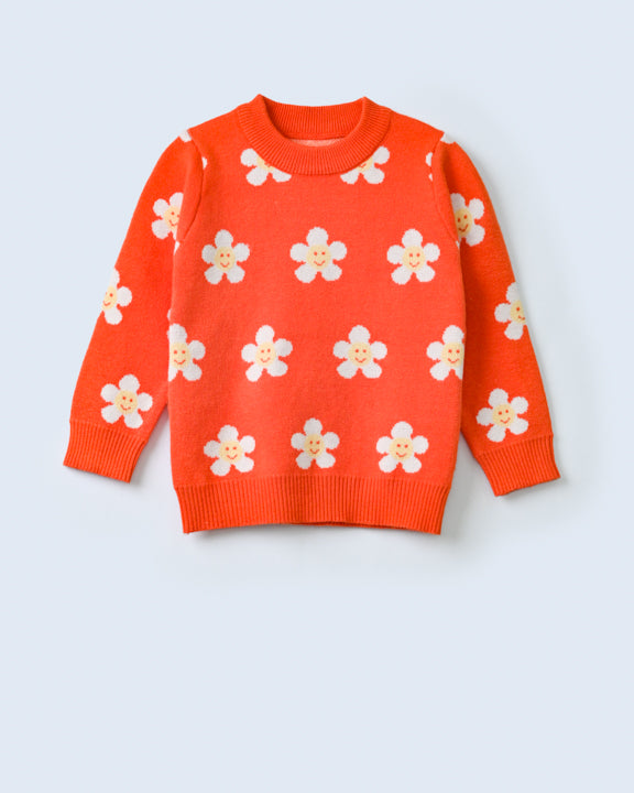 FLORAL ROUND NECK SWEATER