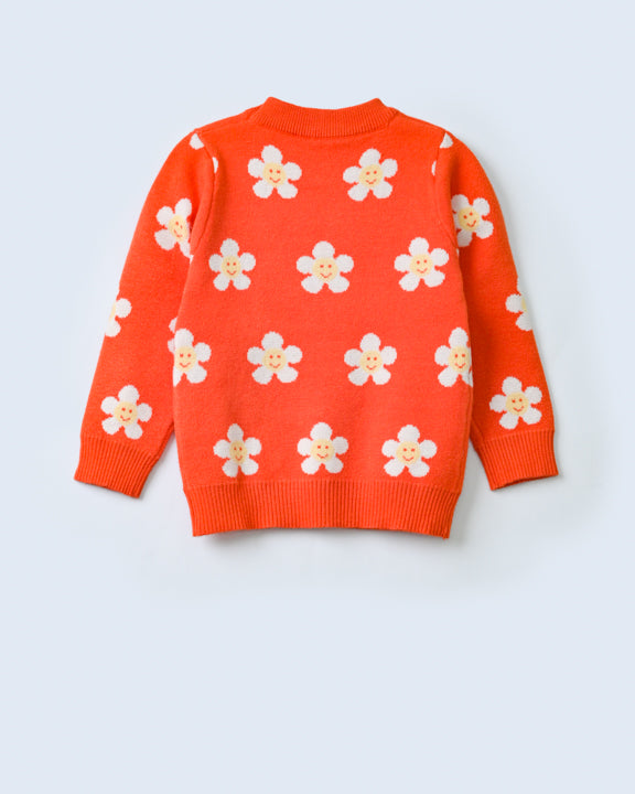 FLORAL ROUND NECK SWEATER