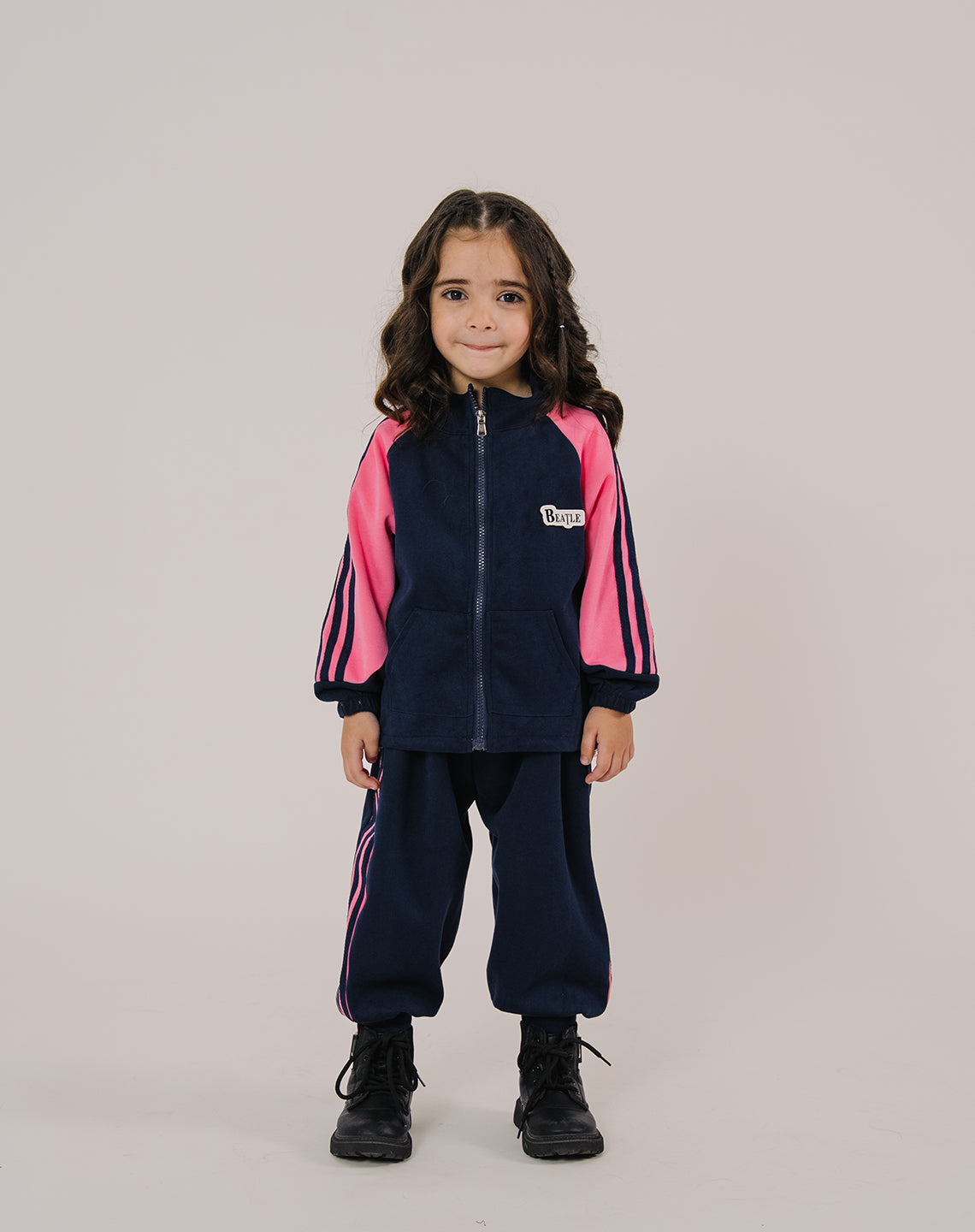 Navy And Pink Colourblock Tracksuit