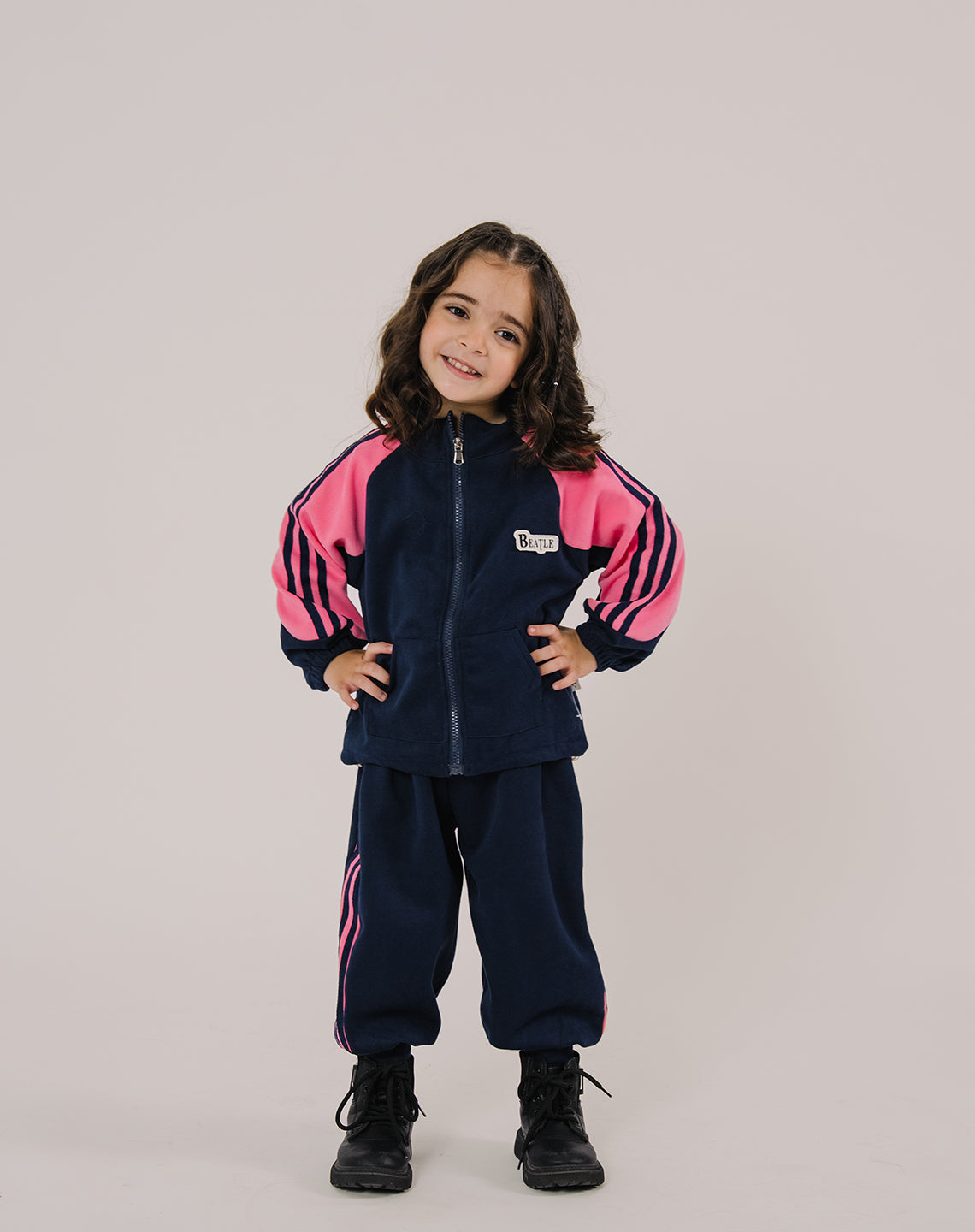 Navy And Pink Colourblock Tracksuit