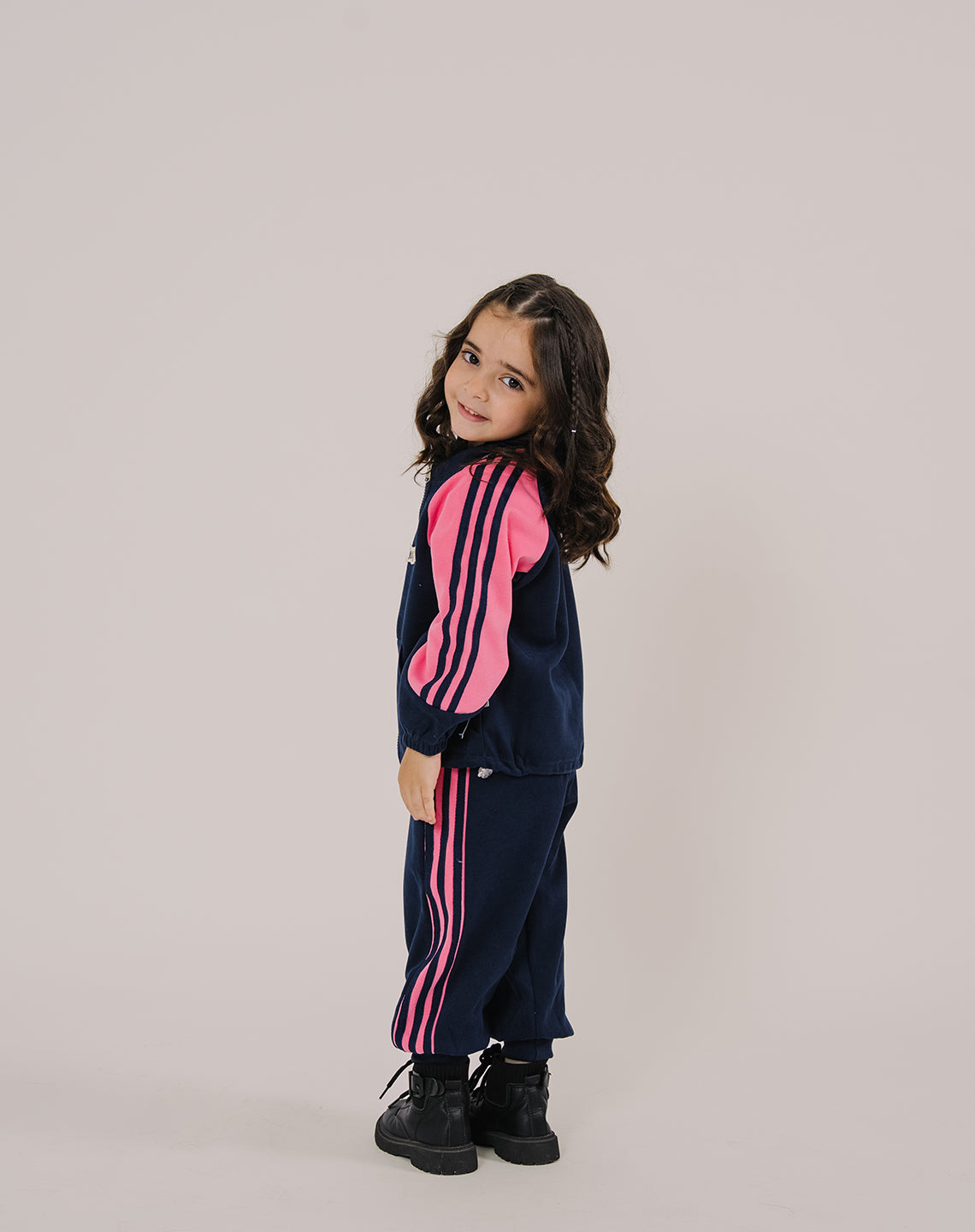 Navy And Pink Colourblock Tracksuit