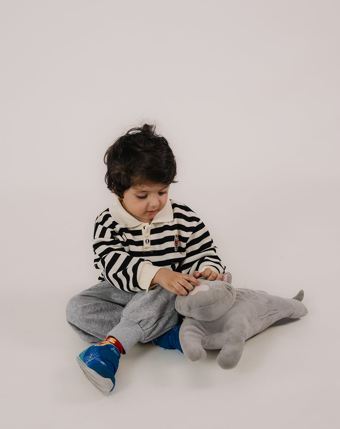Striped Polo Sweatshirt With joggers Pant Set