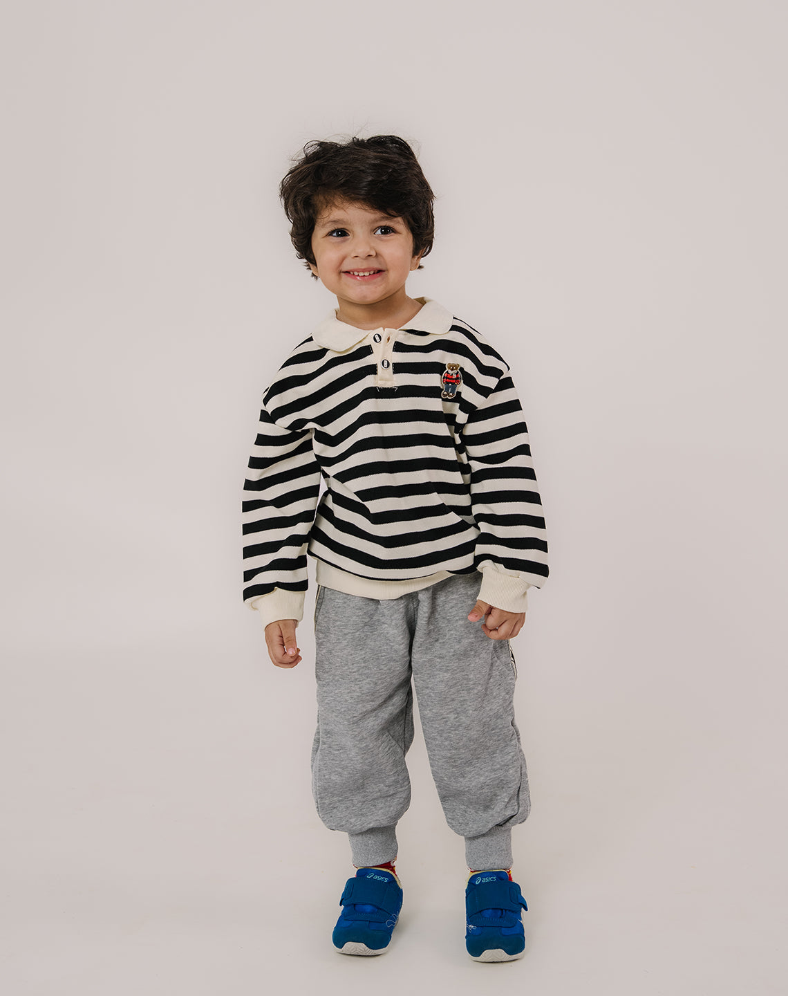Striped Polo Sweatshirt With joggers Pant Set